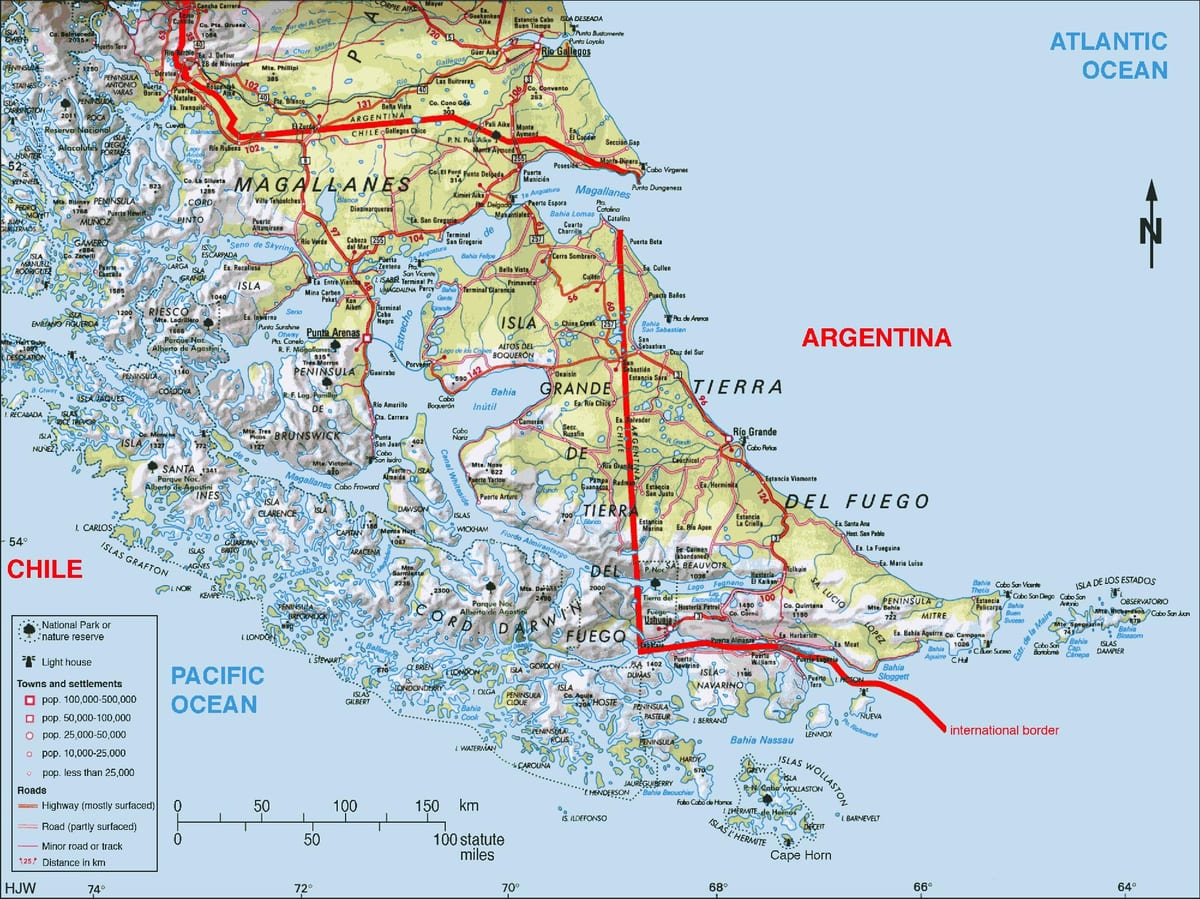 հարավ Չիլի քարտեզի վրա