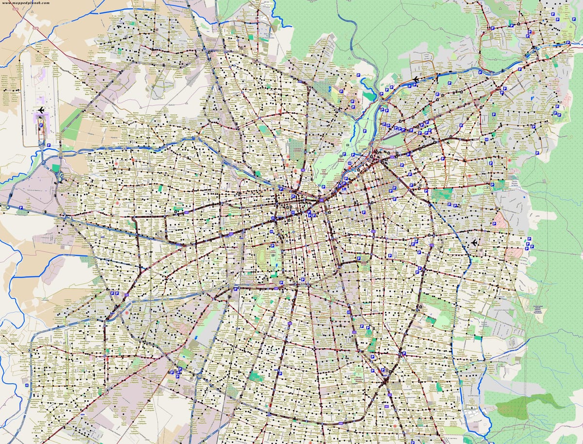 քարտեզ քաղաքի Սանտյագո, Չիլի